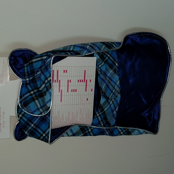 Isaac Mizrahi For Target Medium Blue Plaid Dog Coat Jacket New - Picture 7 of 7